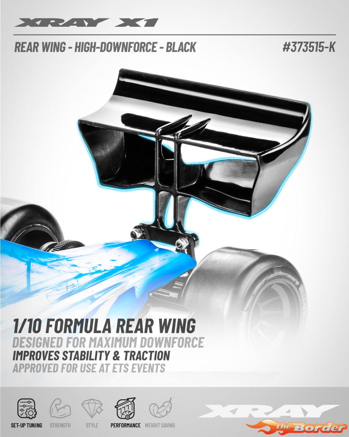 XRAY Rear Wing - High-Downforce - Black ETS Approved 373515-K - Afbeelding 4