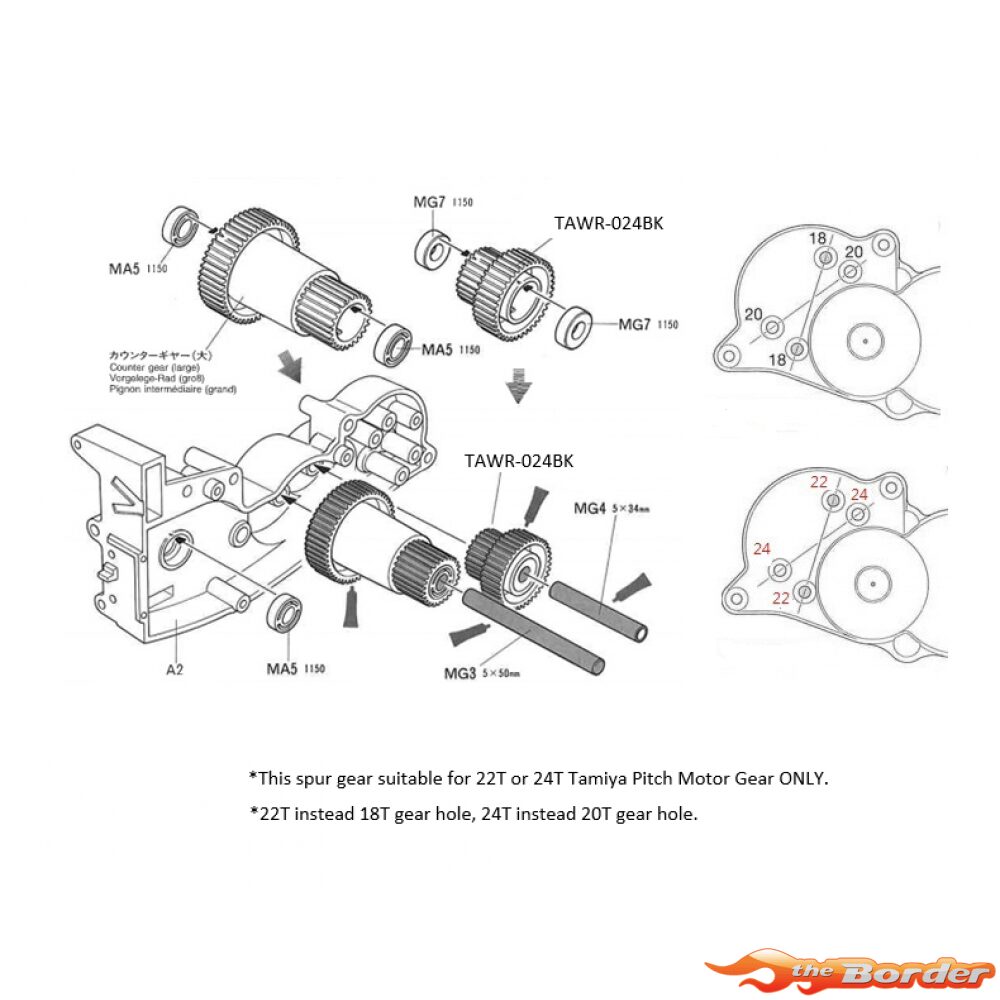 Yeah Racing 34T/26T Spur Gear for WR02 GF01 TAWR-042BK - Afbeelding 4