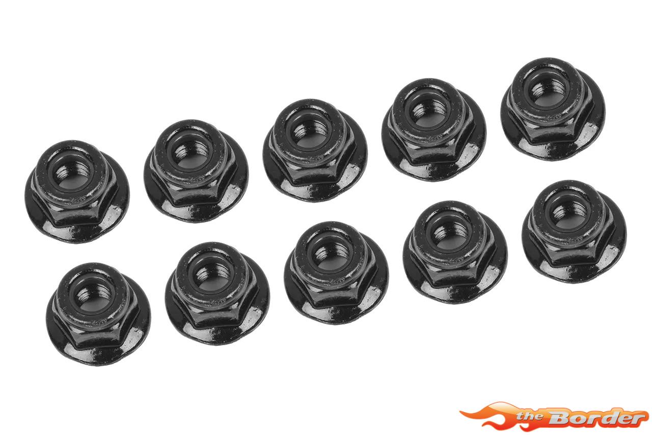 Corally Steel Nylon M4 Nut Flanged Serrated Black (10 pcs) C-3102-50-6