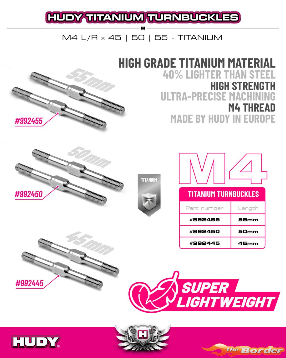 Hudy Titanium Adjustable Turnbuckle 55mm M4 (L/R) (2) 992455