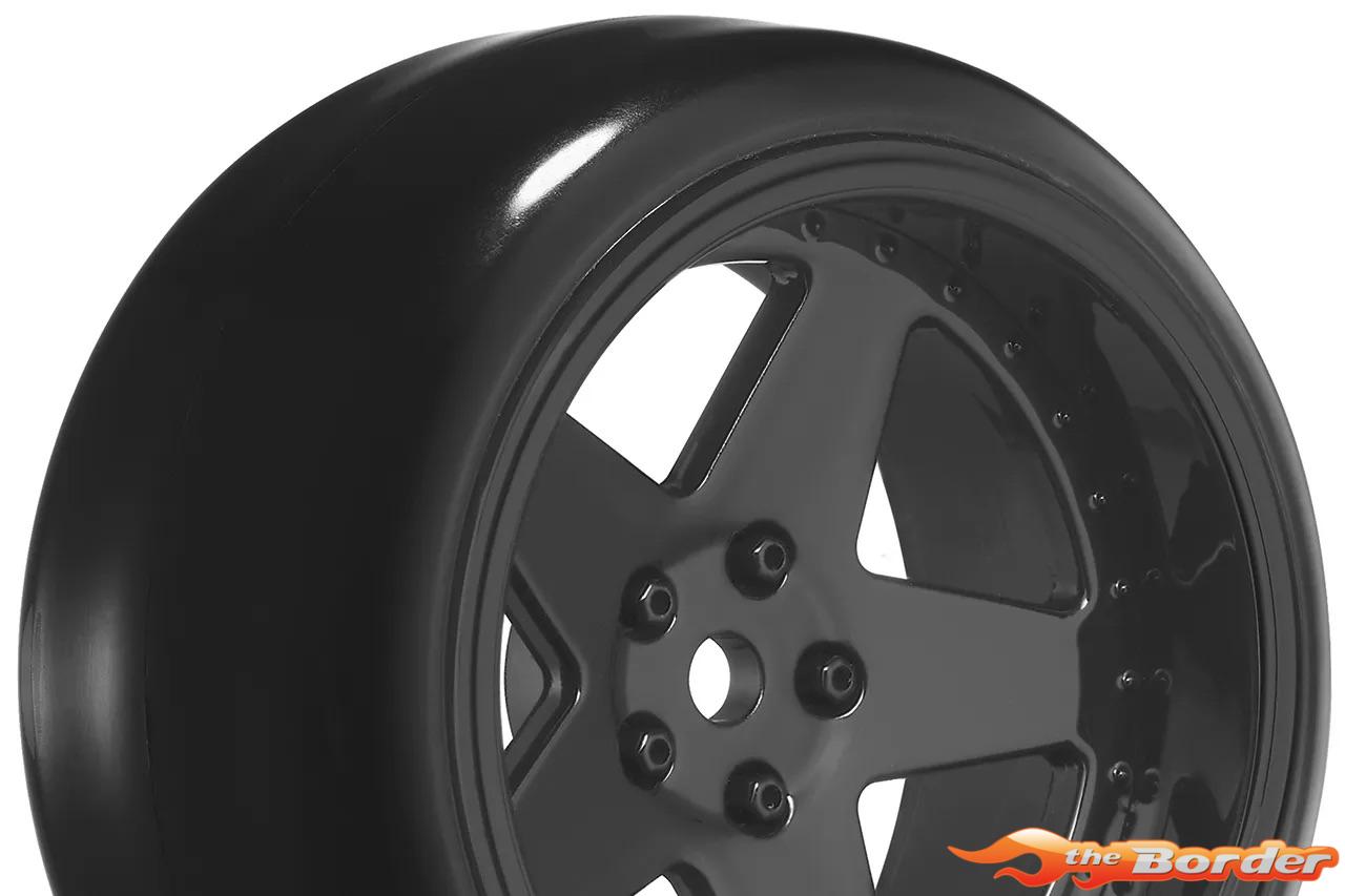 LouiseRC Drift Tyres - 5-Spoke Black Wheels 12mm Hex (Removable Offset) LR-LNHA565T