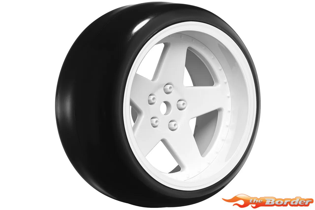 LouiseRC Drift Tyres - 5-Spoke White Wheels 12mm Hex (Removable Offset) LR-LNHA563T