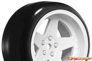 LouiseRC Drift Tyres - 5-Spoke White Wheels 12mm Hex (Removable Offset) LR-LNHA563T