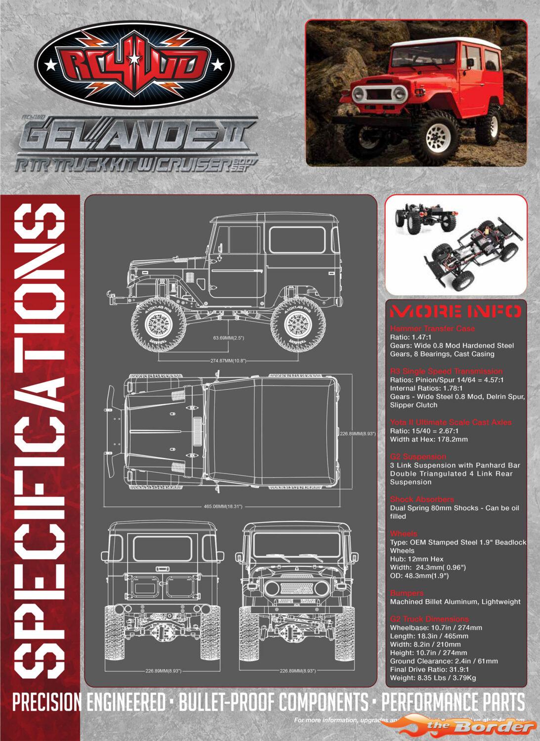 RC4WD Gelande II RTR w/Land Rover Defender D90 Hard Bodyset Red RC4ZRTR0047 - Afbeelding 10