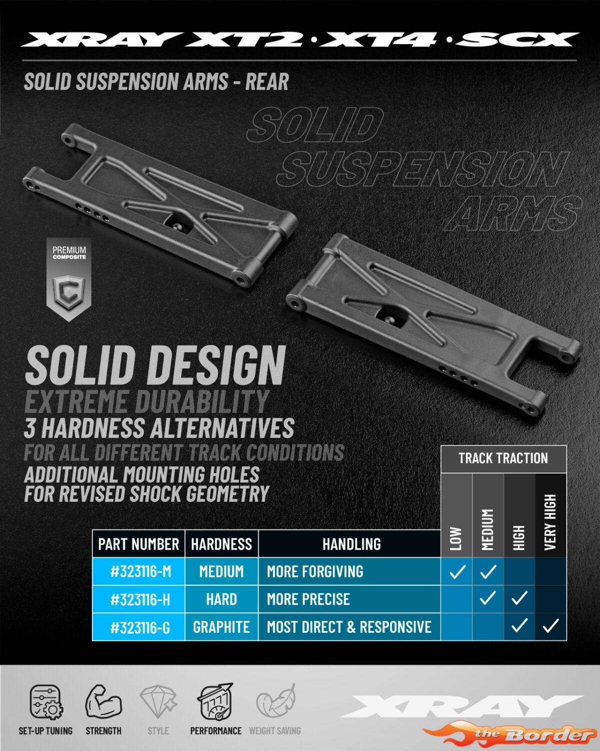 XRAY XT2/XT4 Comp. Susp. Arm Rear Lower 4-Hole - Solid - Graphite 323116-G