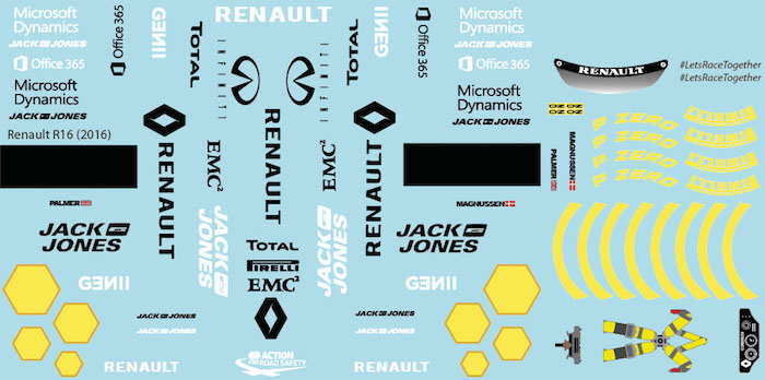 R Sponsor Decal Sheet RS16 (Yellow) (2016) for 1/10 BRPD1308-1