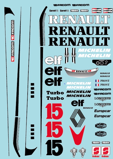 Ren. RE30B Mon. GP (1981) F1 Decal Sheet for 1/10 BRPD1318