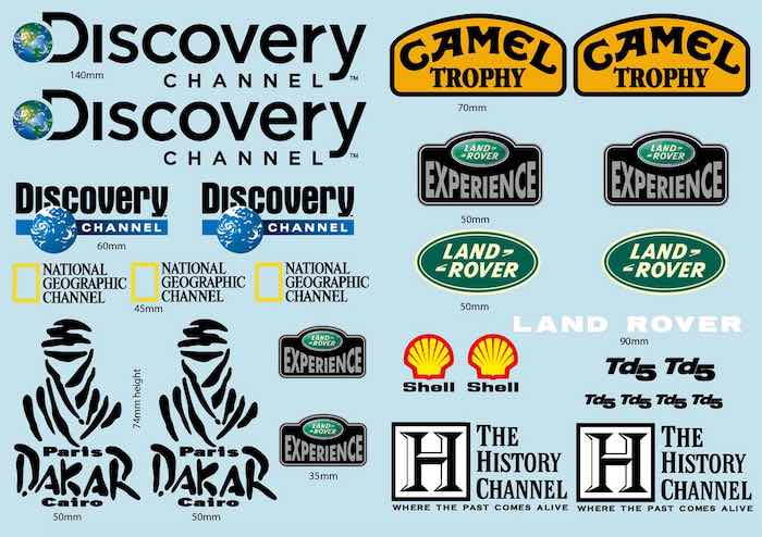 Nat. Geo & Discovery LandRov. Decals for TRX-4 & other 1/10 bodies BRPD1539