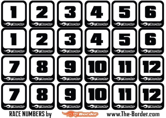 The Border Race Numbers Decal Sheet 1-12 BRPD1500