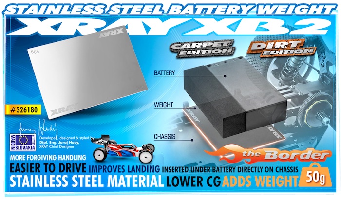 XRAY XB2 Stainless Steel Battery Weight 50G 326180